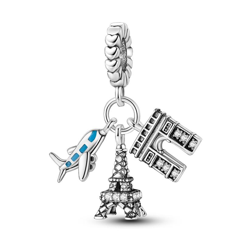 Fit Bracelet Charms Diy 925 Silver Travel Airplane Luggage Air Balloon Charm Beads Jewelry Gift
