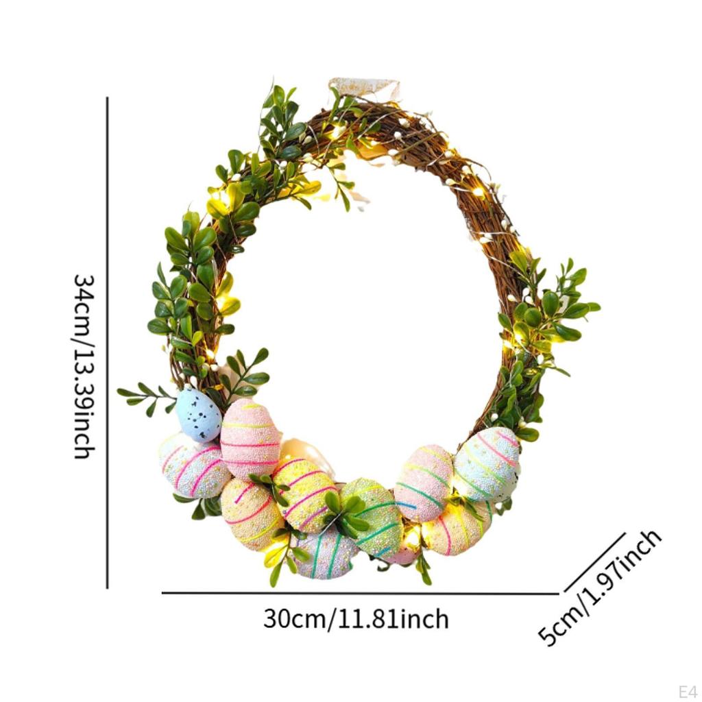 Освещенный пасхальный венок из яиц, декоративный искусственный ротанг, подвесное украшение для входной двери