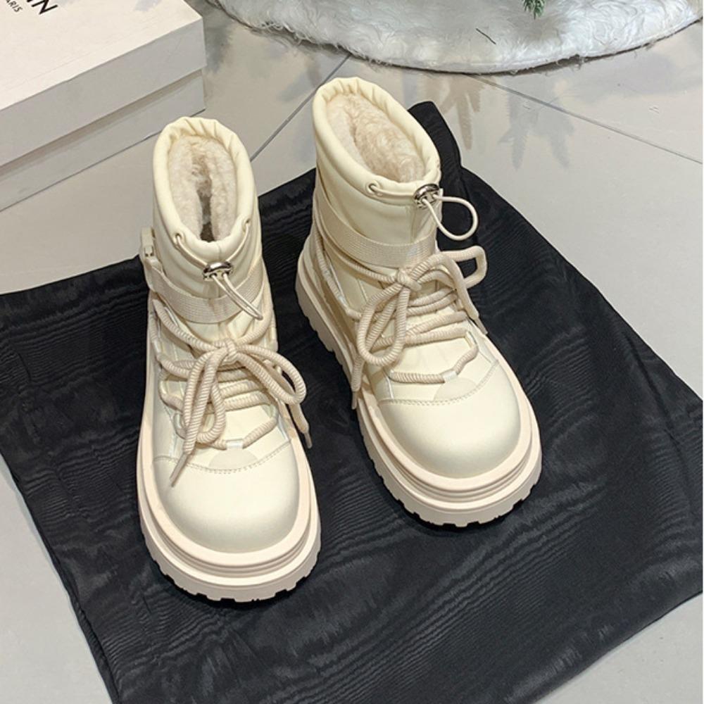 Женские зимние ботинки на толстой подошве, новые зимние ботинки из плюша и толстого хлопка, водонепроницаемые и нескользящие женские ботинки на платформе