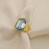 Hexagon Blue Aquamarine 925 Sterling Silver Yellow Gold Overlay Ring Jewelry