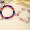 2 Pcs of Spider and Cat Pendant Heart Shaped Magnet Bead Elastic Couple's Bracelets, Bff Trendy Jewelry Gifts