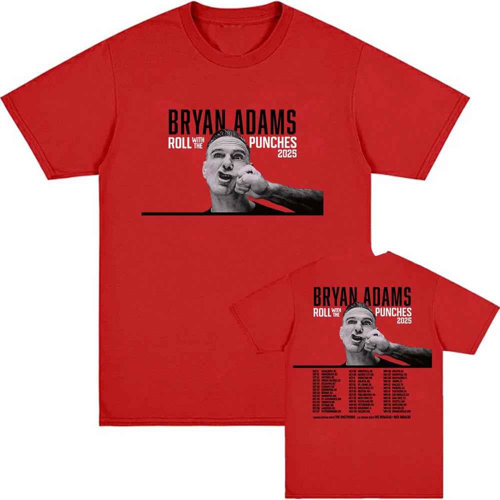 ROLL WITH THE PUNCHES TOUR 2025 Tshirt BRYAN ADAMS Singer Graphic Tshirts Cotton Summer Unisex Women T Shirt Oneck Unisex Clothes