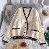 Short Knitted Cardigan Women Spring and Autumn Korean Loose Long Sleeve V Neck Casual Fresh Sweater Cardigan Female Coat