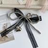 Sweet Lace Bowknot Keychain Imitation Pearls Beaded Pendant Keyring  Backpack Accessory