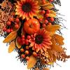 Thanksgiving Door Decor Fall Sunflower Swags Wreath, Maple Leaves And Berries Hanging Artificial Garland Autumn Seasonal Farmhouse Front Ornament for