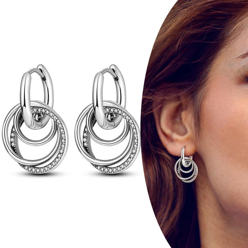 MULA Двойные серьги-кольца из стерлингового серебра 925 пробы с цирконием, цветком, звездой, U-образной формой, квадратным сердцем, паве, серьги-гвоздики в подарок для женщин, ювелирные изделия