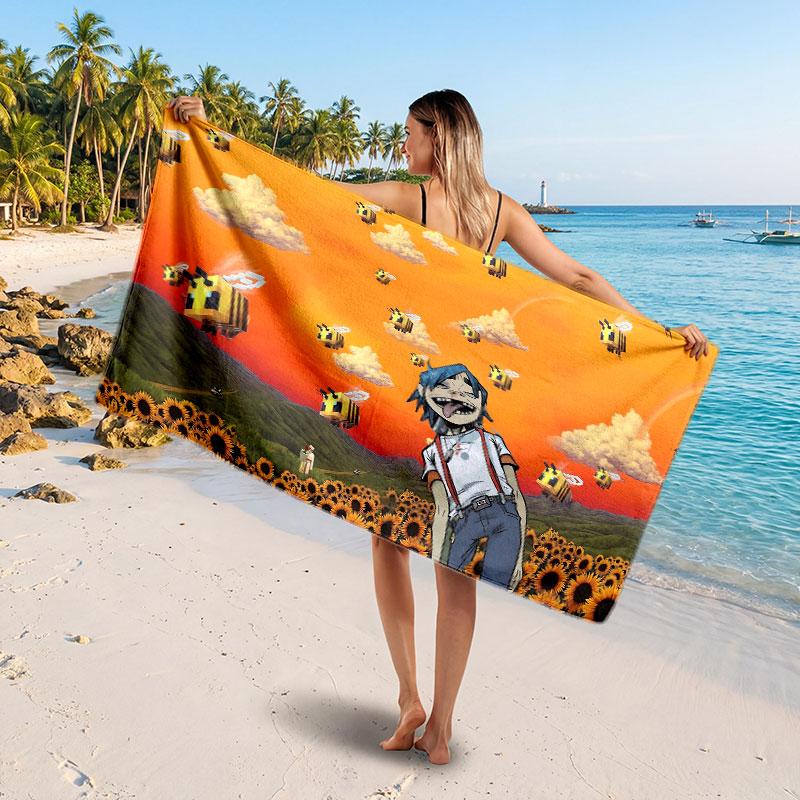 Large Beach TowelGorillaz Soft Absorbent Towel Beach Bath Home Use