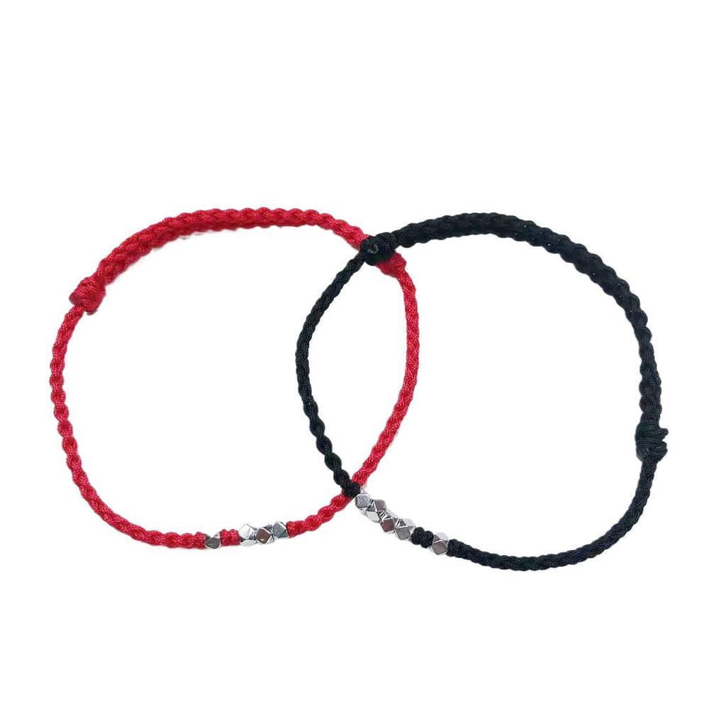 Lucky Red and Black Rope Bracelets for Men and Women - Simple Couple Design