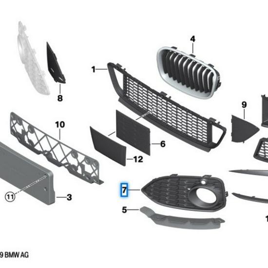 Compatible Fog Light Grille for BMW 1 Series F20 LCI Front Bumper (Parts 51118068603, 51118068604)