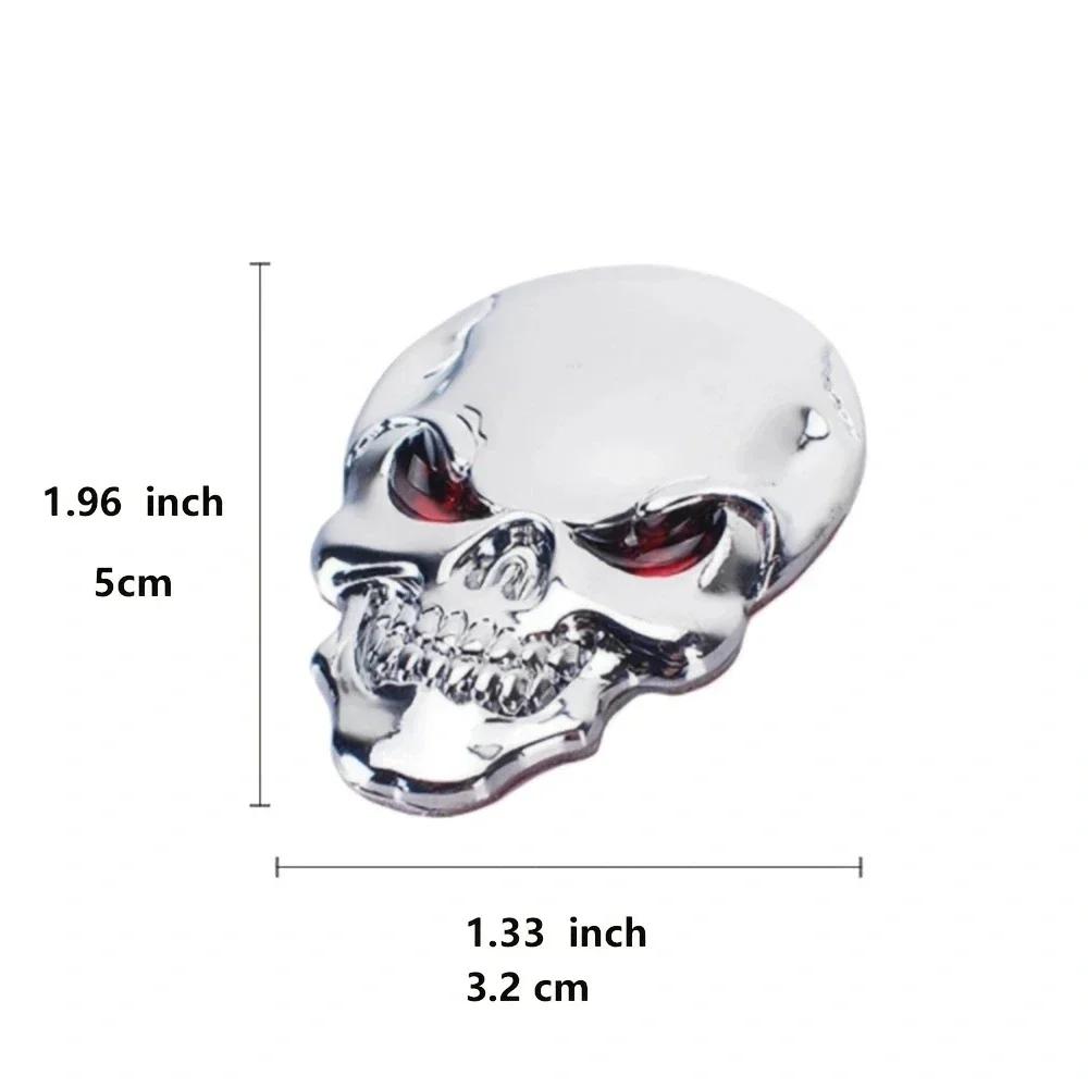 2PCS 3D Skull Car Emblem - Pirate Skeleton Metal Badge, Buccaneer Head Decal for Auto Body/Rear Trunk, Waterproof Sticker