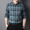 Middle-aged Men's Long-sleeved Shirt Spring and Autumn Trend Color Matching Striped Plaid Casual Shirt Business Shirt Men's Inch Shirt