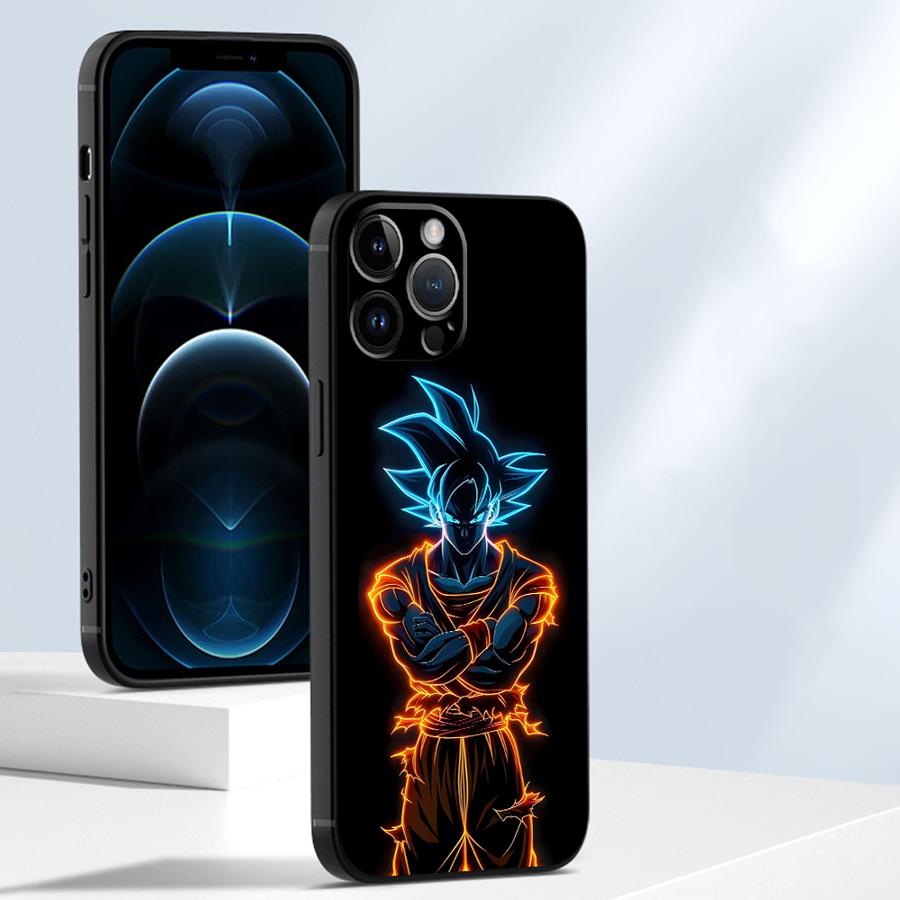 Black Soft Phone Cover Case for iPhone XS Max 7 8 17Air XR 13 12 11 17 Pro Max 15 16 14 Plus Dragon Ball Art Goku