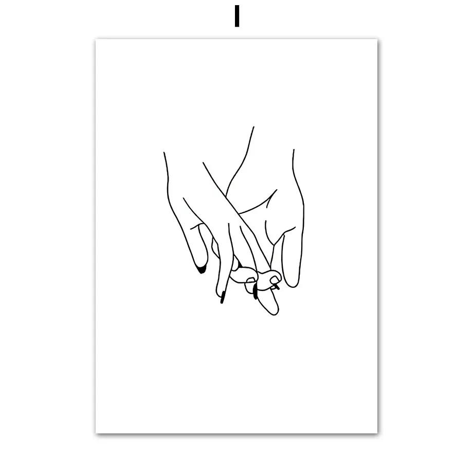 Абстрактные линии лица женщины минималистская настенная живопись холст скандинавские постеры и принты настенные картины для гостиной домашний декор