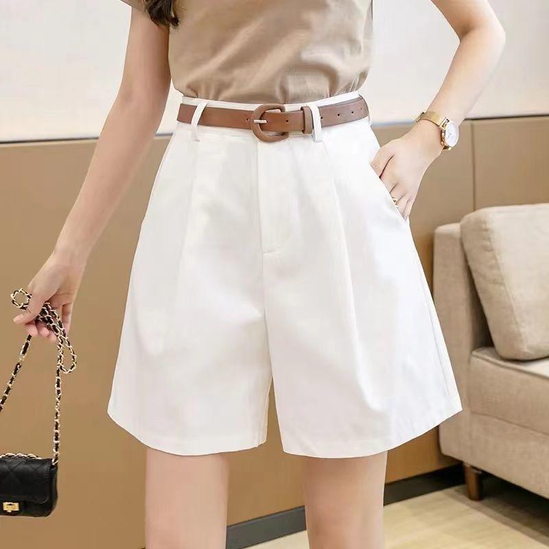 Женские летние тонкие шорты цвета хаки с высокой талией, тонкие, свободные, с широкими штанинами