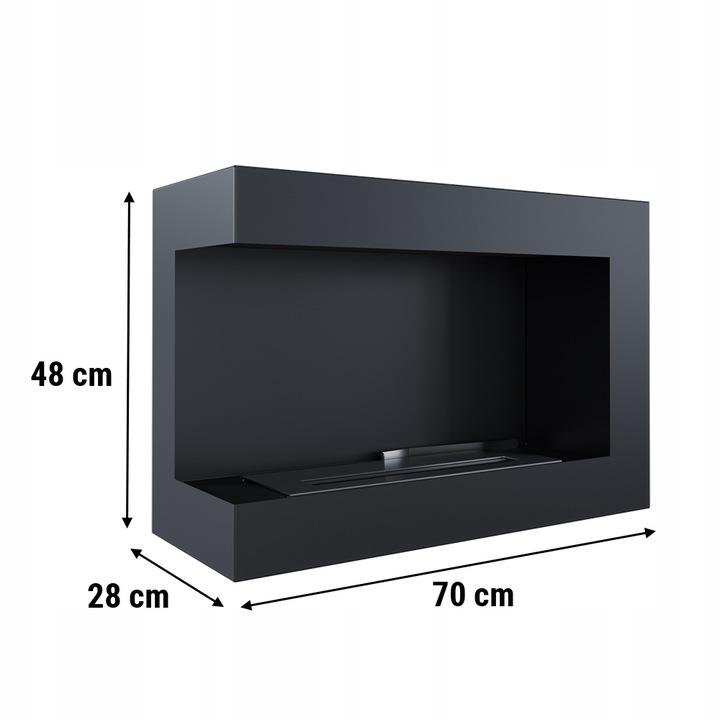 Bioethanol Fireplace 700 TÜV Left-sided with Decorative Stones Set