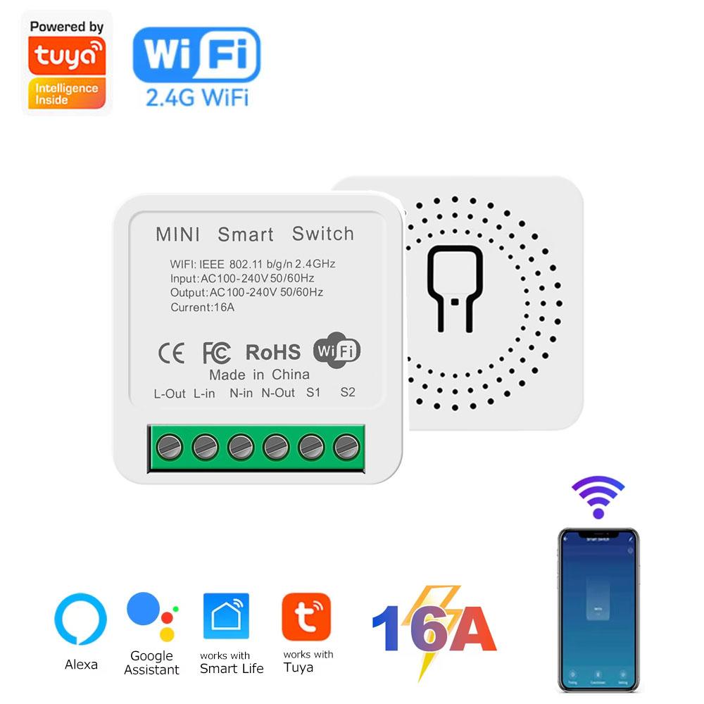 Tuya WiFi Умный выключатель 2-стороннее управление Автоматический выключатель Реле Модуль 220В 110В 16А Приложение Smart Life Голосовое управление Работает с Alexa Google Home