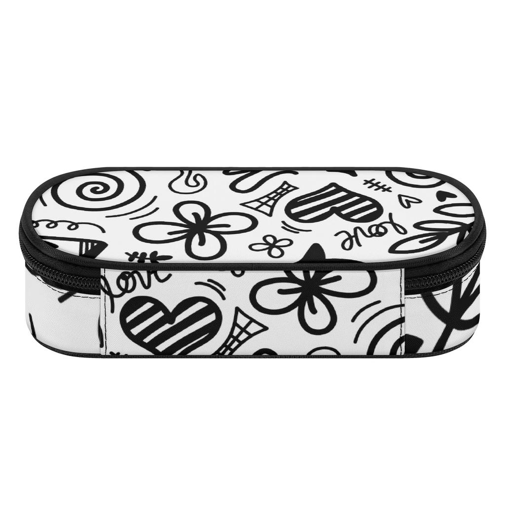 Pen Case Practical Wear Resistant Polyester Smooth Zipper with Main Compartment Mesh Pocket and Pen Slots for Student Stationery