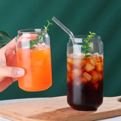Многоразовый стеклянный стакан для питья с крышкой и соломинкой, стакан для колы с натуральной бамбуковой крышкой с отверстием для Bubble Tea, молочных смузи и напитков