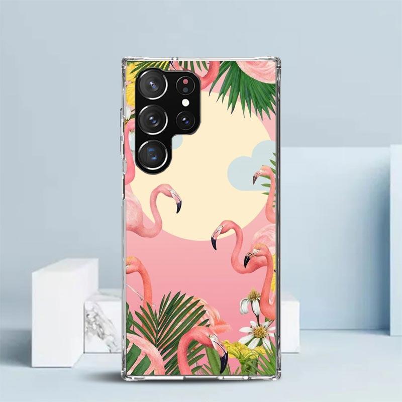 Pink Red Flamingo Phone Case For Samsung Galaxy S24 S25 Edge S26 Ultra S22 S23 Plus S21 + S20 FE Soft TPU Back Cover Galaxy S25