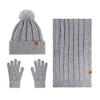 Winter Hat Scarf Gloves Set for Women Fleece Lined Pom Pom Skull Cap Long Scarf And Gloves Set Warm Knit 3 Pcs Set for Cold Weather