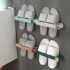 2025 Bathroom Slipper Shelf No Punching Wall Mounted One Piece Shoe Rack Space Saving Shelf Bathroom Hanging Bathroom Storage