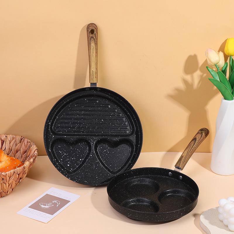 Non-Stick Maifan Stone Breakfast Frying Pan with Multiple Holes for Eggs and Dumplings