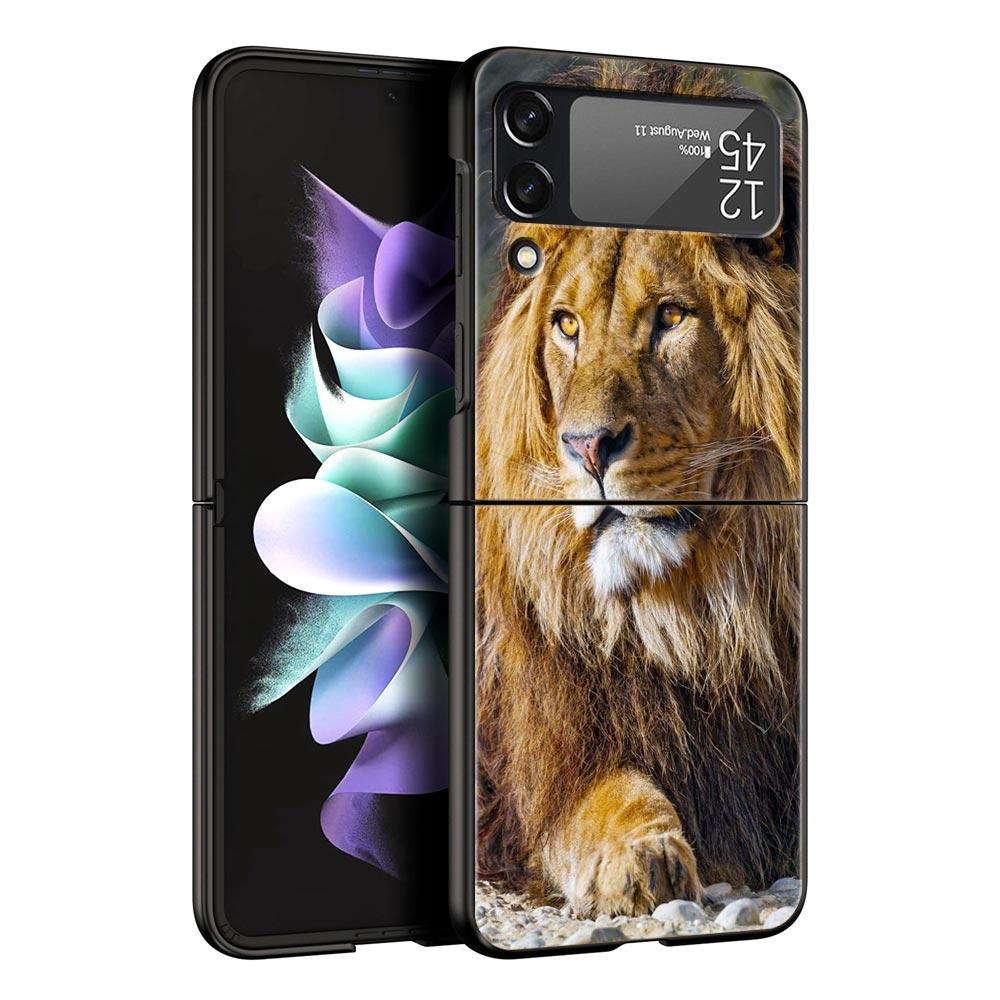 Чехол для телефона Z Flip 4 для Samsung Galaxy Z Flip 3 5G ZFlip3 Flip3 zflip Flip4 черный жесткий чехол для ПК тигр лев леопардовый чехол