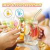 8Pcs Reusable Glass Straws Eco Friendly Reusable Drinking Straw for Smoothies Cocktails Bar Accessories Straws with Brushes