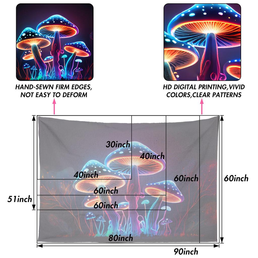 Sci-Fi Mushroom Tapestry, Retro Mushroom Tapestry, Magic Mushroom Wall Hanging, Fantasy Wall Tapestry, Home Decor for bedroom living room