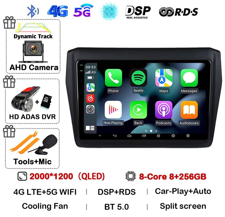 Android 14 Wireless Carplay&Auto Car Radio For Suzuki Swift 2017 2018 2019 Stereo Multimedia Navigation GPS Video Player 4G+WIFI