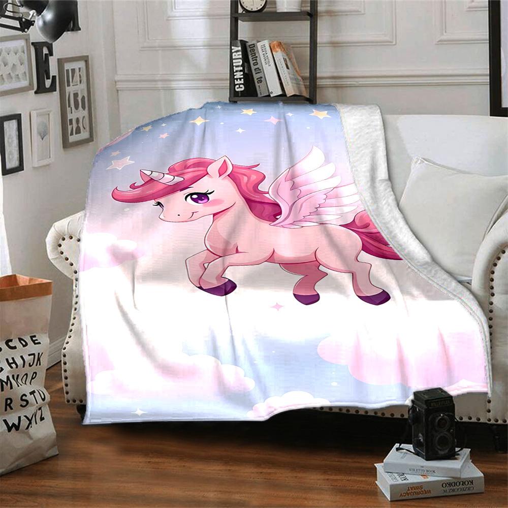 1pc Unicorn Fantasy blanket Lightweight Flannel Throw for Sofa Bed Travel Camping Livingroom1160L