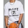 Футболка с круглым вырезом Белая Планета 7 Вселенная Графический принт Повседневная одежда для мужчин и женщин Уличная мода Модный дизайн Летний наряд