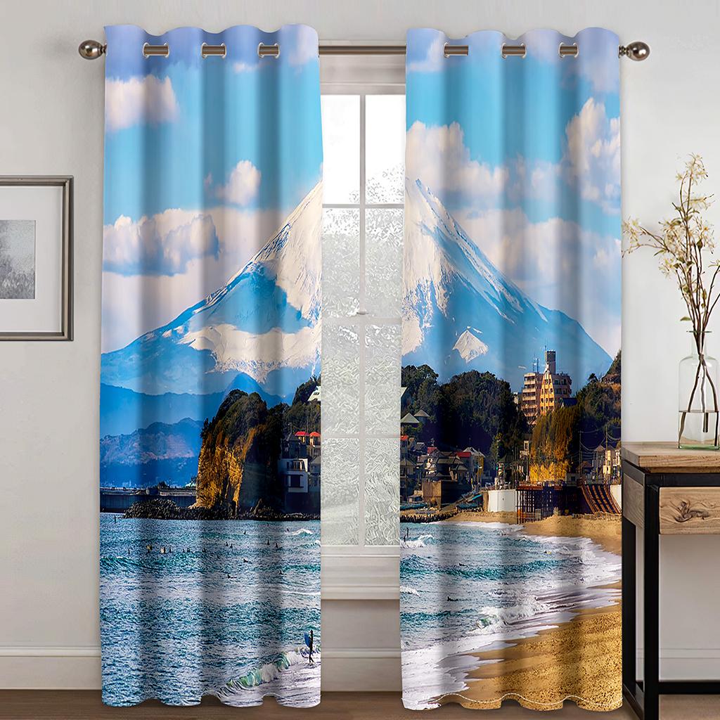 Синий океан Красивые шторы на небо Исцеляющие пейзаж освежающие Подходят для гостиной спальни кухни балкона 2 шт.
