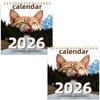 2026 Cat Themed Wall Calendar Amusing Cat Image with Mountain Road Great for Gifting & Adding Fun To Your Space