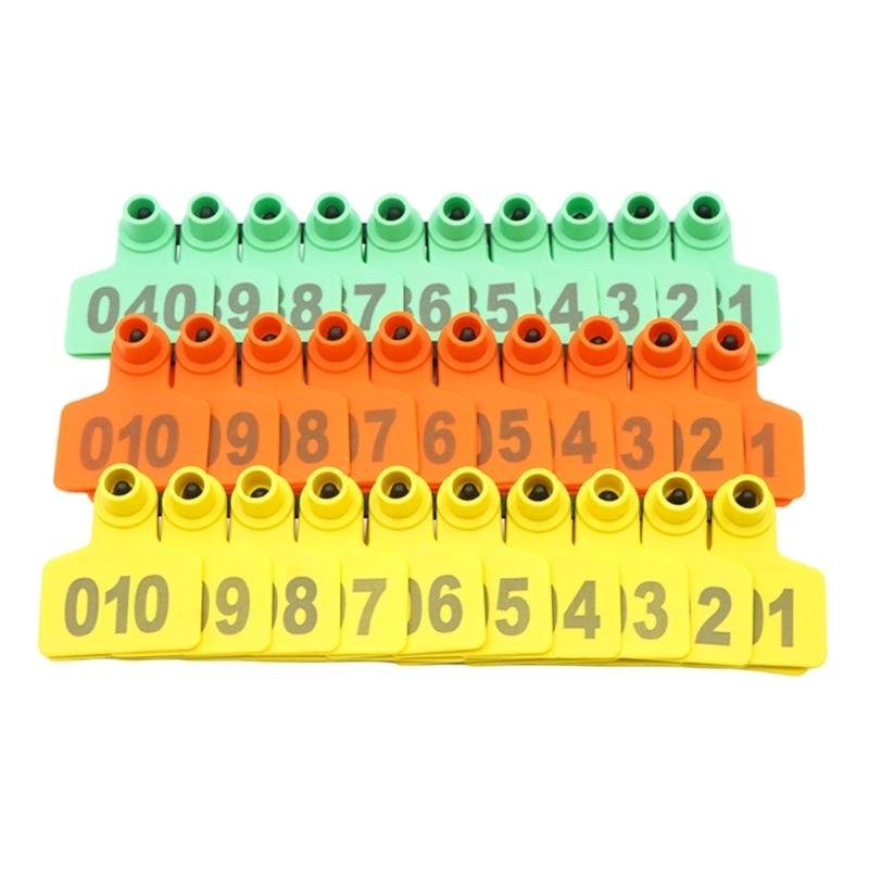 Бирки для ушей скота Номерная этикетка Знак 001-100 Бирка для уха крупного рогатого скота Идентификация Щипцы для бирок Знак Номер для сельскохозяйственных животных