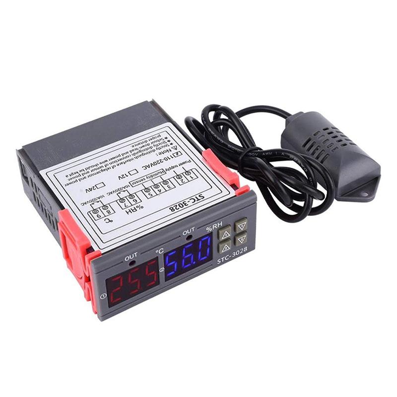 STC-3028 Dual Digital Temperature Humidity Controller 12V 24V 220V Thermoregulator Thermostat for Heating Cooling in Incubator