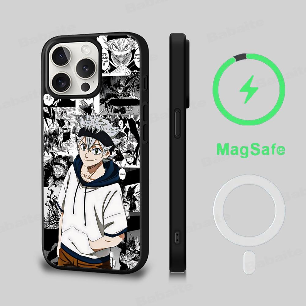 Black Clover Phone Case Magnetic Case For IPhone 16 14 13 12 11 15 Pro Max Plus For Magsafe Wireless Charge Cover