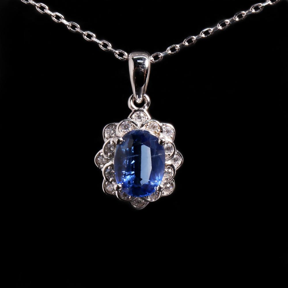 Красивое модное ожерелье с подвеской из натурального синего кианита, легкие роскошные драгоценные камни, серебряные украшения, подарок на день рождения для женщин и девочек