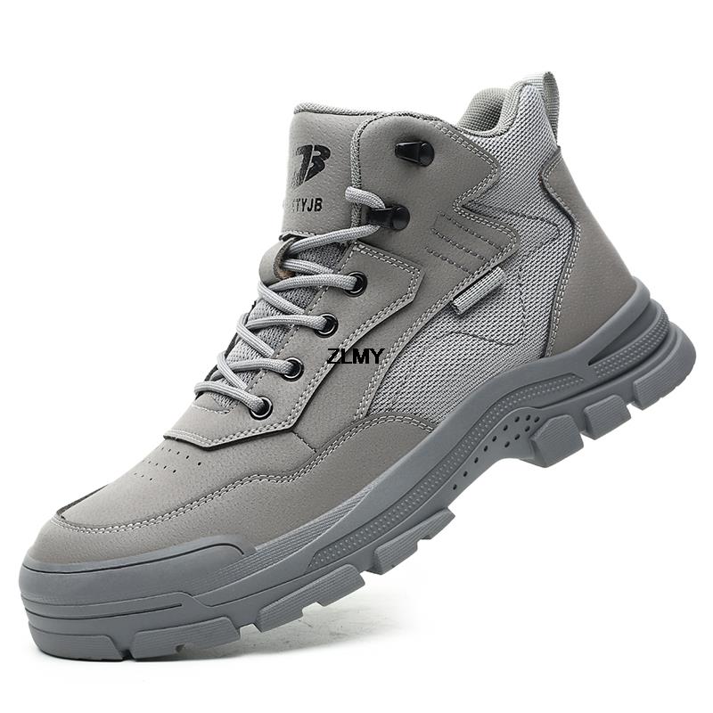 Модные рабочие ботинки с защитой от искр, мужские рабочие ботинки со стальным носком, устойчивые к проколам, противоударные защитные ботинки, высокие мужские ботинки для строительства, новые