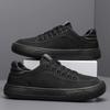 Men's Canvas Skate Shoes Summer Lace-Up Black Platform Sneakers for Men Breathable Street Lightweight Comfort Casual Footwear