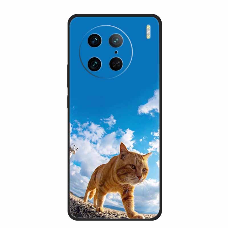 For Vivo X90 Pro 5G Case X 90 Pro+ Lovely Silicone Soft Back Cover Painted Cat Case For Vivo X90 Pro Plus Phone Case Cover Coque