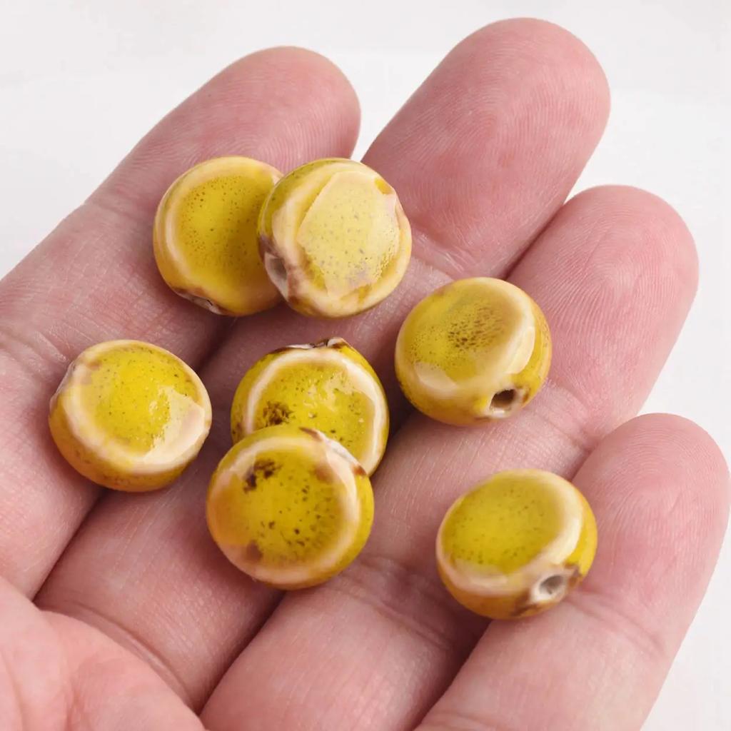 20 шт. Плоские круглые 15 мм Керамические фарфоровые бусины-разделители ручной работы Лот для изготовления ювелирных изделий Аксессуары DIY Поделки Фурнитура Креативные бусины