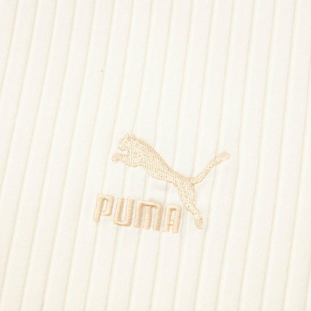 Puma Повседневная быстросохнущая облегающая футболка с круглым вырезом в рубчик, удобная, с коротким рукавом, женские топы, натуральный цвет 631011-99