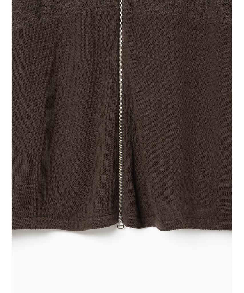 MILLO ARCHIVE Claire Knit Crewneck Zip-Up [Brown]