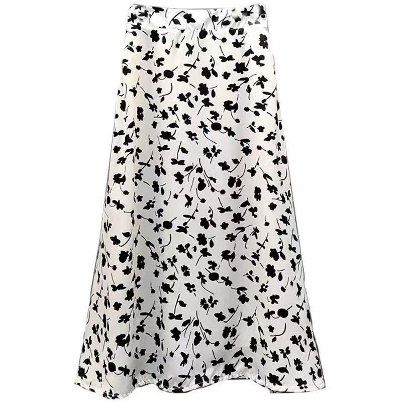 Юбка миди с цветочным принтом для женщин, летняя юбка с высокой талией и принтом средней длины, юбка-трапеция