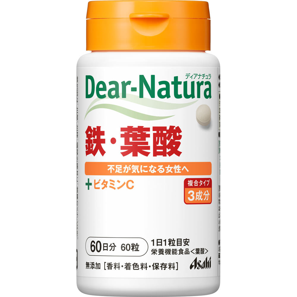 Asahi Dear-Natura Железо и фолиевая кислота 60 капсул Препараты железа Минералы Препараты железа