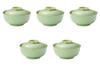 Set of 5 Green Glazed Lidded Bowls X Arita Ware Simmered Food Bowls by Setomonohonpo Gold-rimmed [12.6 8.3 Cm]