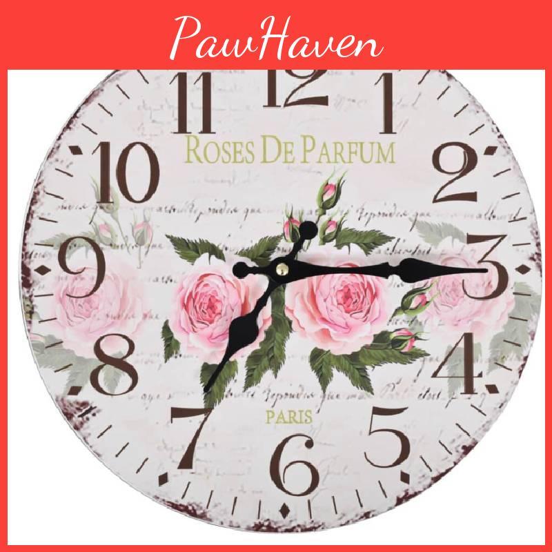 Vintage Mdf Wall Clock With Quartz Movement For Living Room Decor