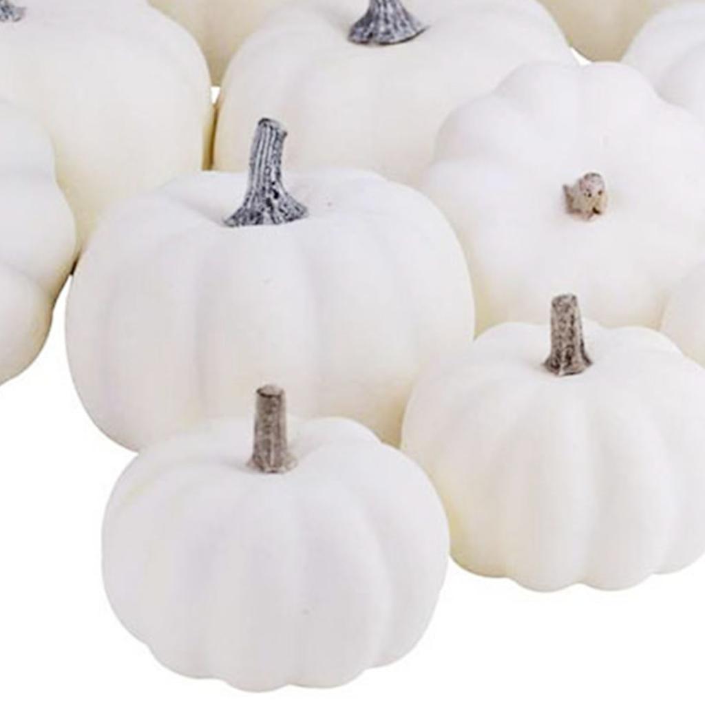 12 шт. белых искусственных тыкв, ассорти, украшение стола, как у настоящих, для Дня всех святых, осенний урожай 