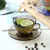Simple Coffee Cup Dish Amber Transparent Glass Water Cup Mug Coffee Cup Milk Cup Afternoon Tea Coffee Cup Dish